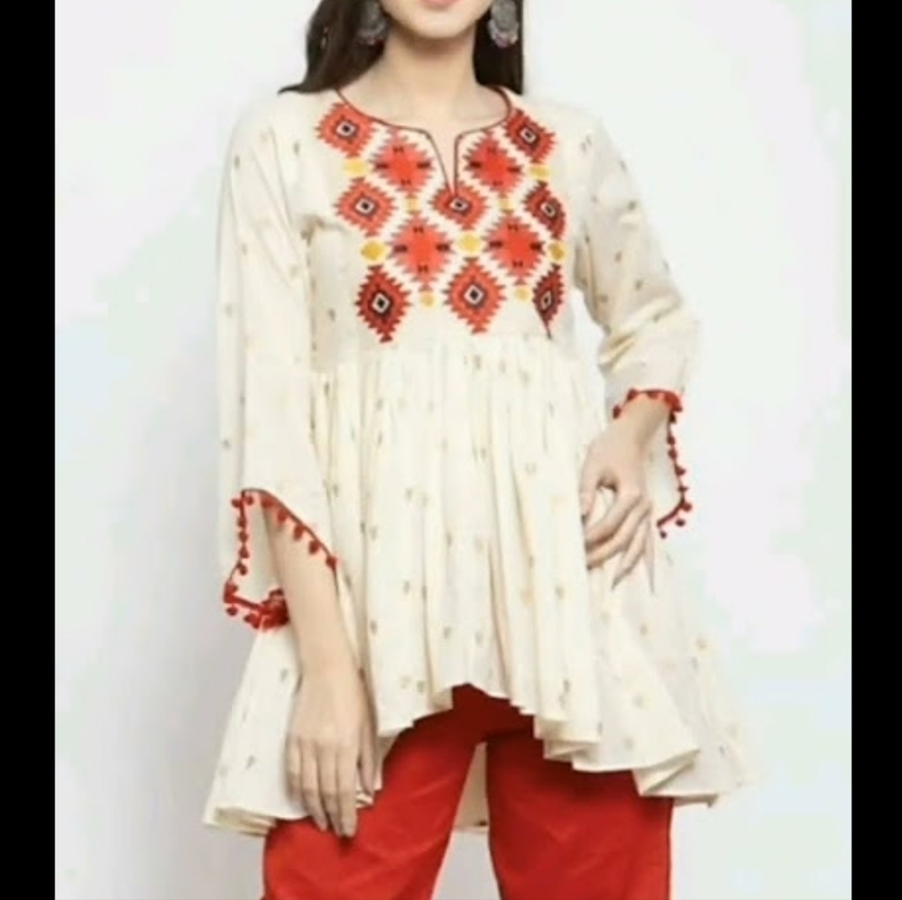 Bhamma couture Aztec pom pom sleeves
